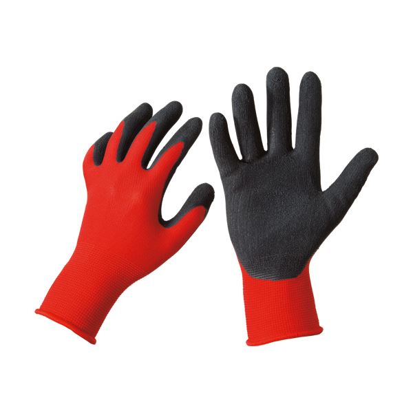 （まとめ）TANOSEE 天然ゴム背抜き手袋 M レッド 1パック（10双） (×5セット)