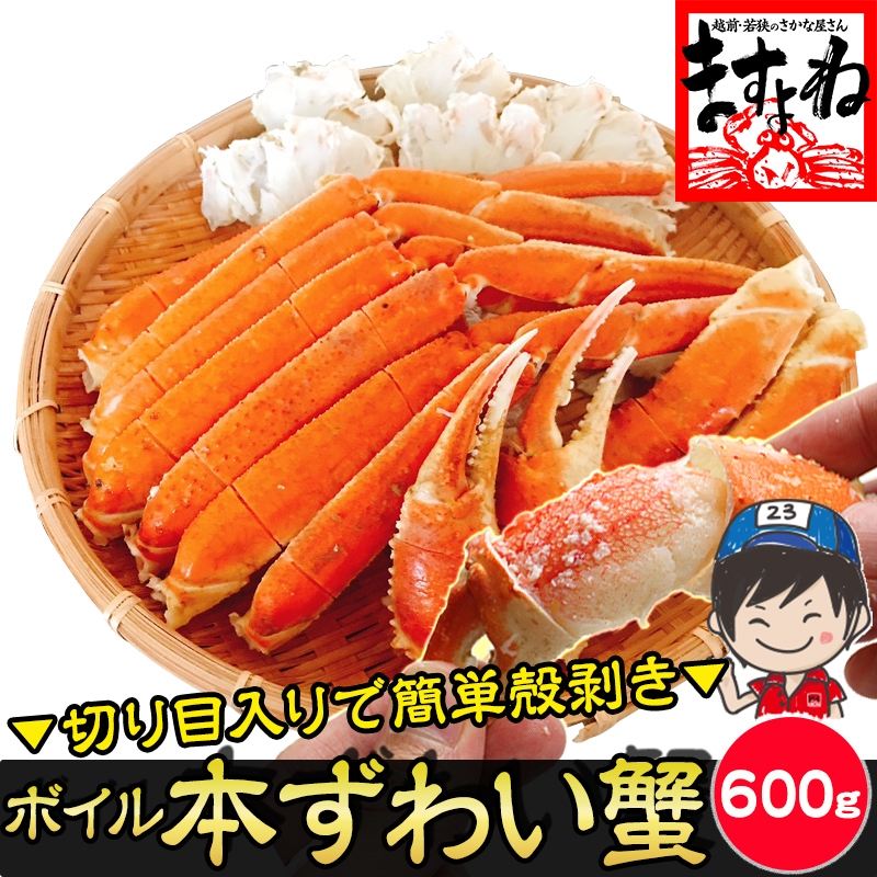 旨茹で＆殻むき簡単！特殊カット済み 茹で 本ズワイ蟹 600g ボイルずわい蟹【ギフトのし対応】