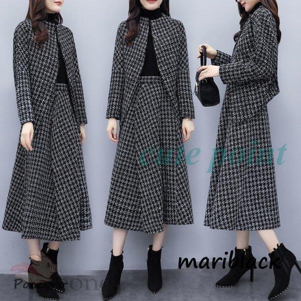 セットアップ レディース スカート 秋冬 2点セット千鳥形春 秋コーデ パンツ レディース ゆったり 体型カバー 卒業式 入学式 セレモニー通勤