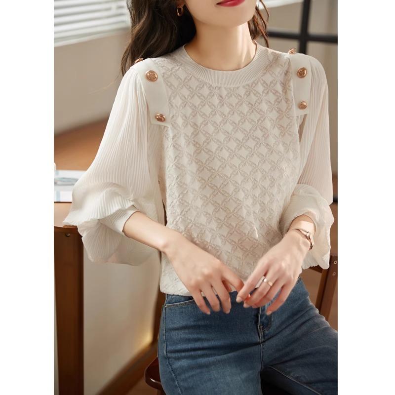 シャツ ブラウス レースシャツ 長袖 秋冬 フェミニン エレガント 上品 アーバン ノーブル オフィス ビジネス 学校行事 万能コーデ レディース マザー 婦人服