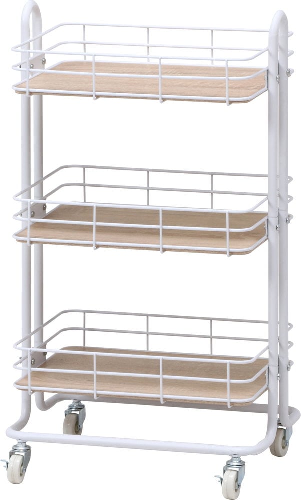 コンパクトながらも収納力が高いキッチンワゴン【キッチンワゴン ビクター WH】