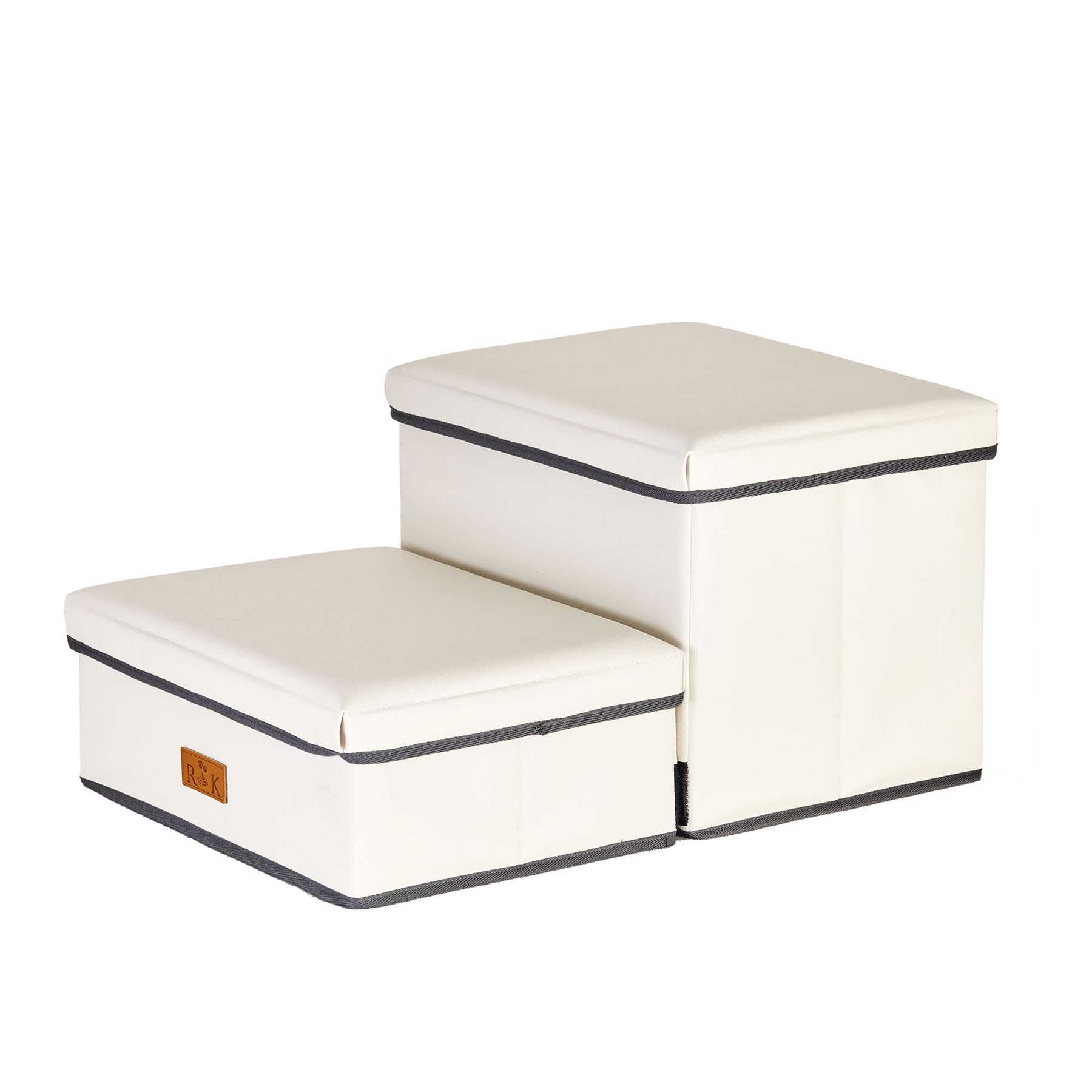 RK ドッグステップ ペットステップ 犬用階段 踏み台 2段 本体PVCレザー使用 収納 折りたたみ 小型犬 高さ30cm 奥行58cm 日本メーカー企画品 アイボリー