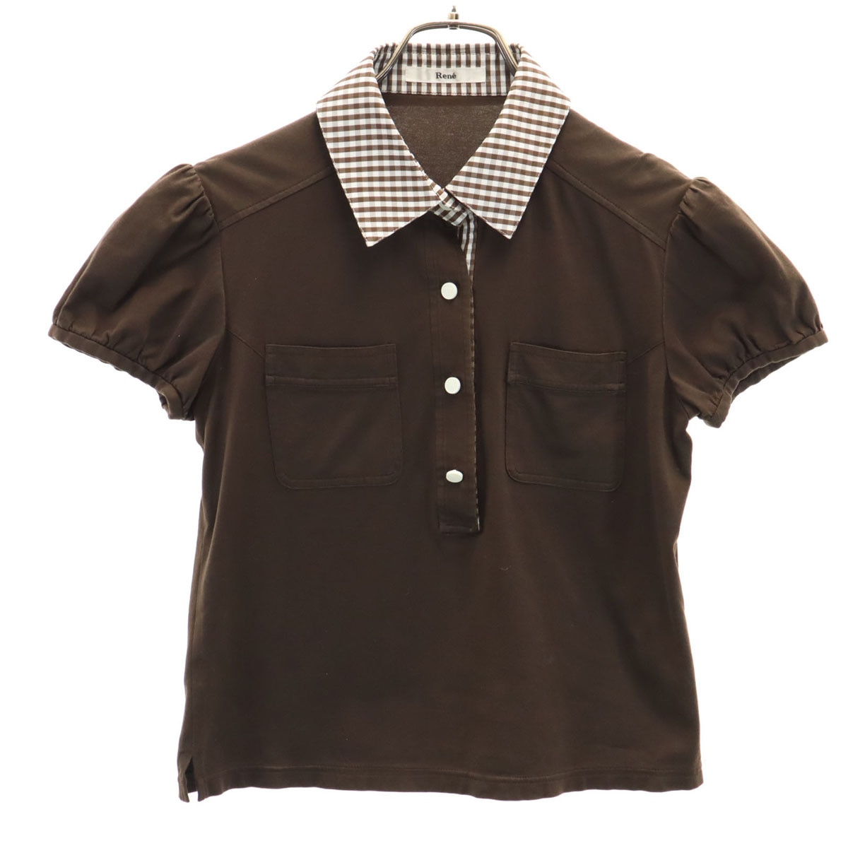 Rene ルネ 日本製 半袖 プルオーバー カットソー 36 ブラウン レディース 古着