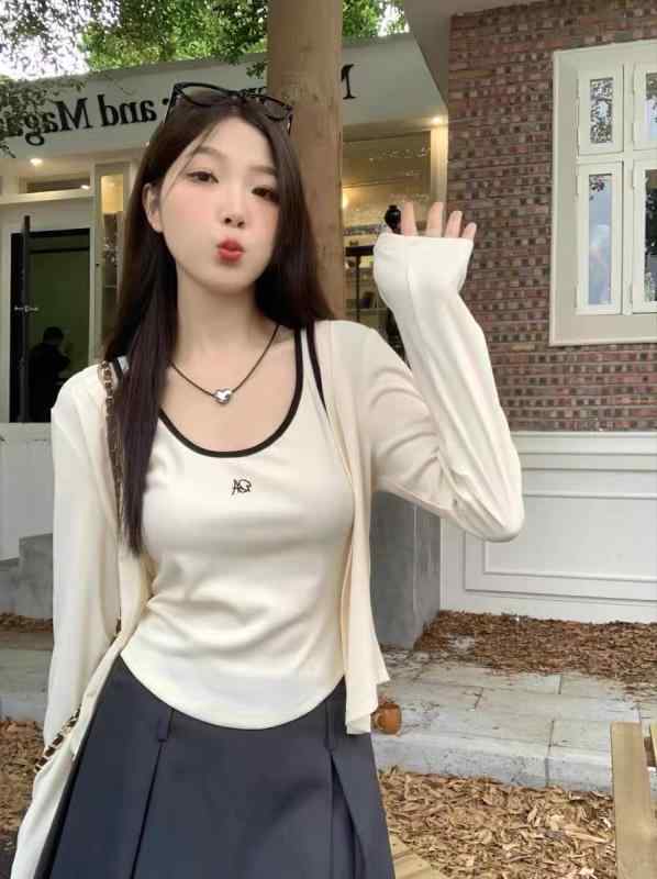 レディース スリムフィット ノースリーブ カーディガン シンプル アンサンブル おしゃれ 万能 プラスサイズ