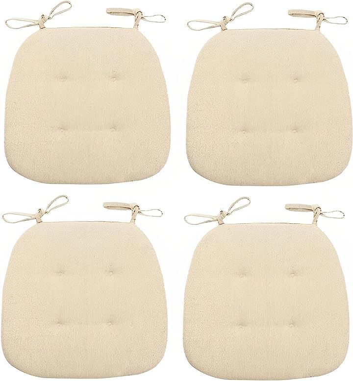 いす用 チェアクッション 4枚セット 椅子用 クッション座布団 食卓 事務 チェアー ひも付き 馬蹄形 テーブル( ベージュ) 5,350円