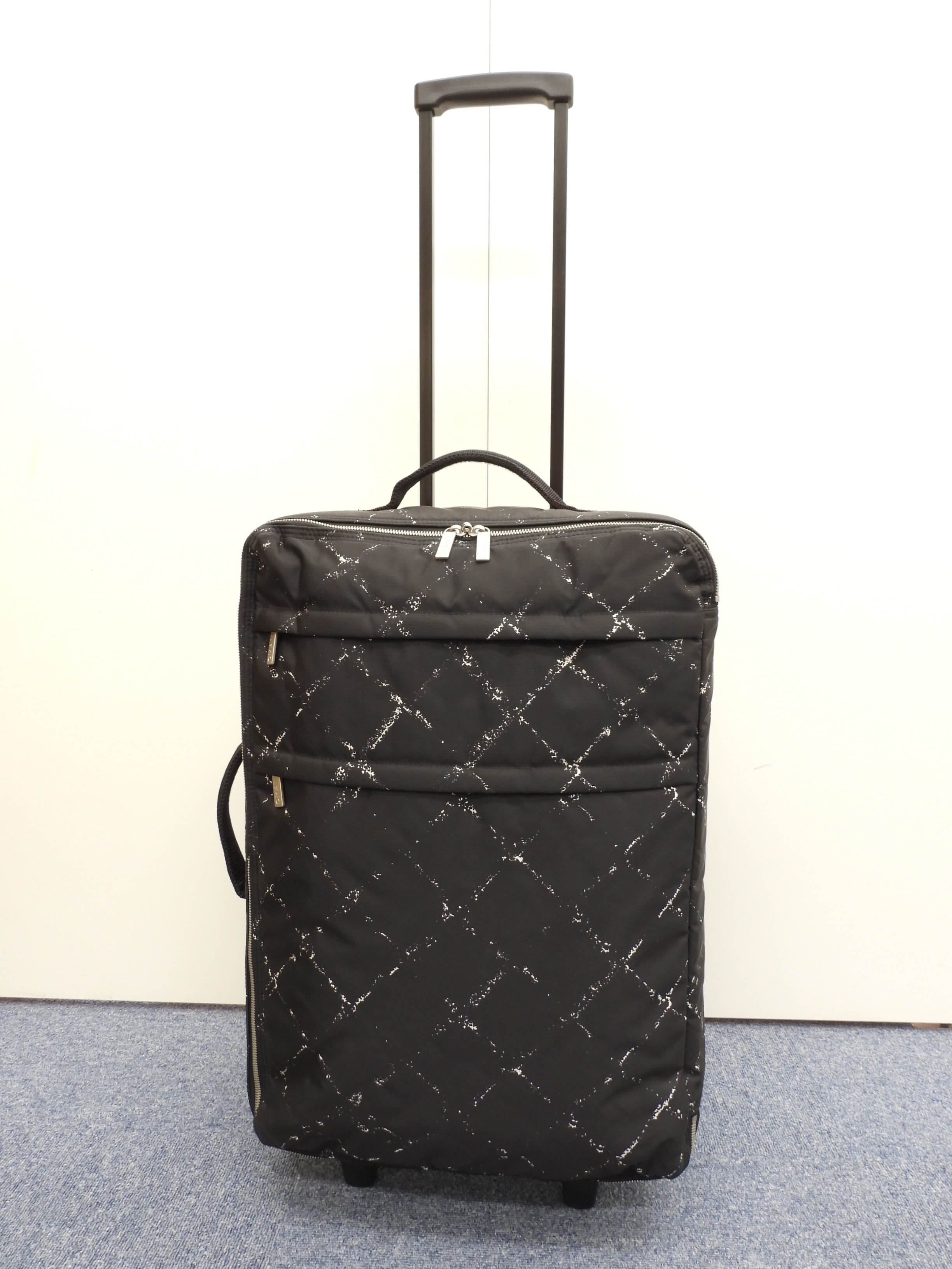 キャリーバッグ 旧トラベルライン 黒白 二輪旅行用トロリーバッグ 美品@5936719