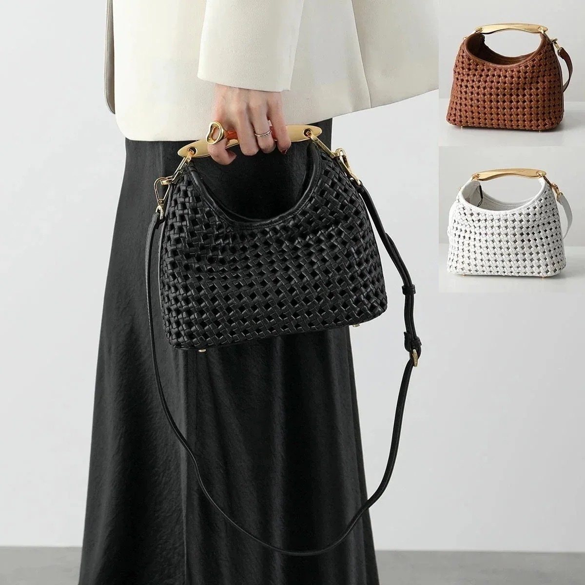 Elleme エレメ ハンドバッグ Small Boomerang Woven Leather ブーメラン スモール メッシュ編み レディース レザー ショルダ