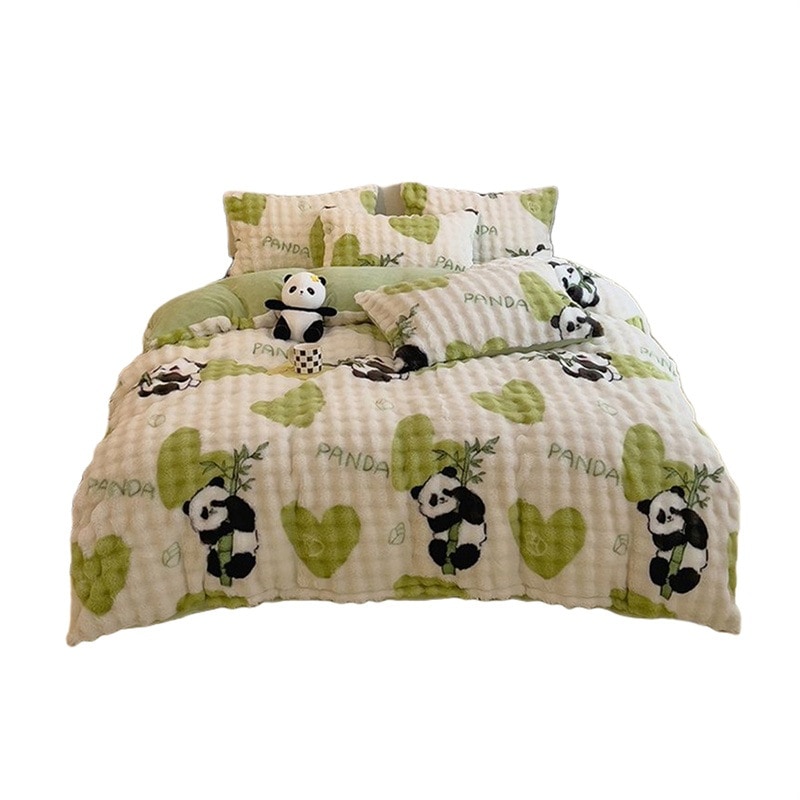 フランネル 布団カバーセット シングル ダブルサイズ AB両面 マイクロファイバー クマ柄 冬用毛布 発熱毛布 裏起毛 あったか もふもふ 暖かい 厚手 肌触り良い 北欧風 保温 寝具 冬 洗える