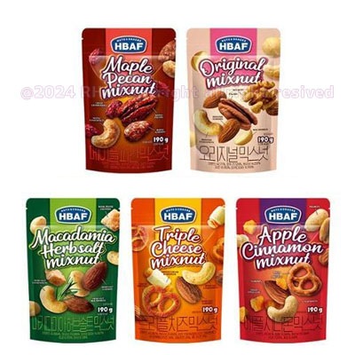 【ミックスナッツ 190g 5袋(5種類の味1袋ずつ)】バフ / 韓国 コンビニで人気 スナック菓子 / メープル/オリジナル/チーズ/ハーブソルト