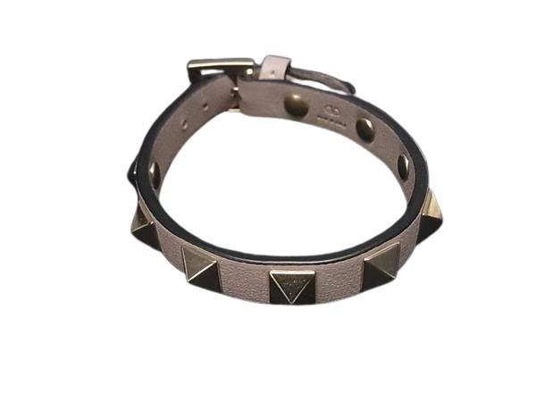 ブレスレット ロックスタッズ レザー - シルバー金具 グレージュ バングル アクセサリー ブランド 小物 記念日プレゼント 誕生日 男女兼用 ギフト レディース メンズ【本物保証】