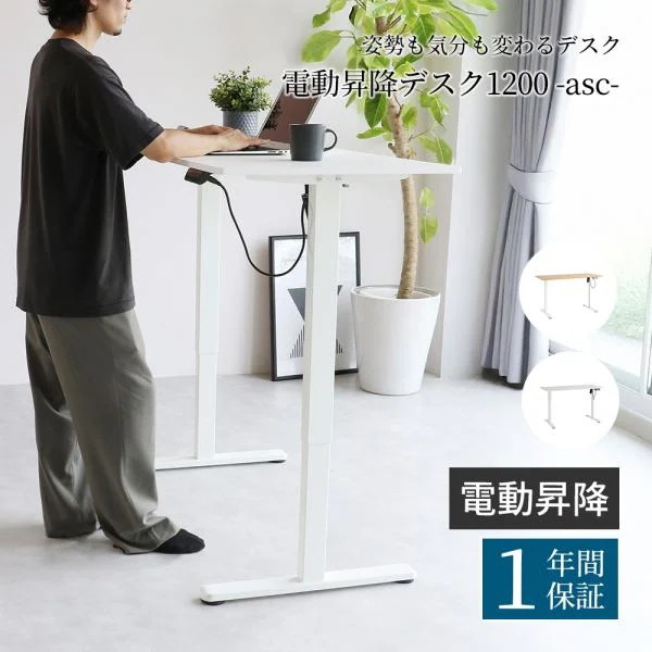 デスク 机 電動 昇降 スタンディングテーブル おしゃれ 北欧モダン 木製 高さ調整 自動 ワーク 1年間保証付き 120cm