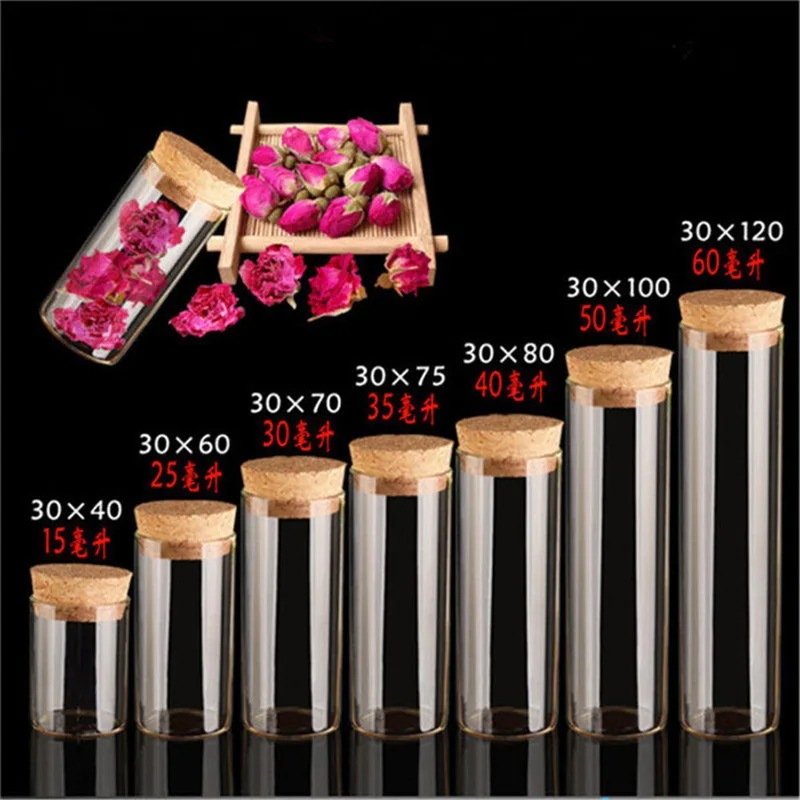 コルクストッパー付きの小さなガラス瓶,10ml/15ml/20ml/25ml/30ml/40ml/50ml/60ml/80ml/100ml/110mlガラス瓶24個