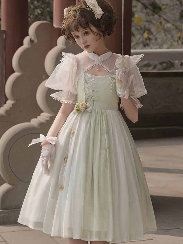 ロリータオプ エレガントクラ パストラルスタイル デイリー 春夏 プリンセスドレス 可愛いロリータドレス