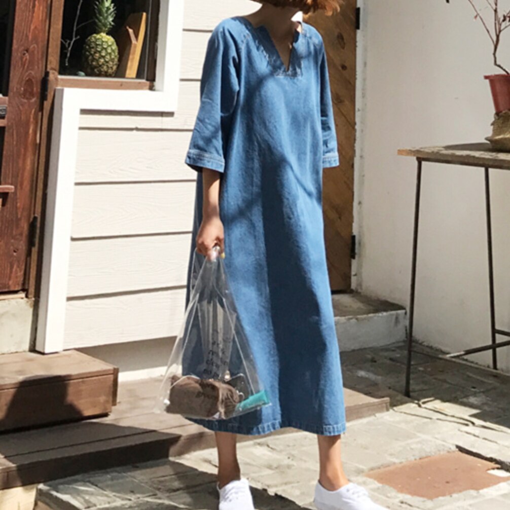 ワンピース ロングワンピース　ロング　膝下　マキシ　マキシワンピース　シャツワンピース　ｔシャツワンピース　デニムワンピース　デニム　Ｖネック　タイト　オーバーサイズ　ワイド　大人可愛い　おしゃれ 5,702円