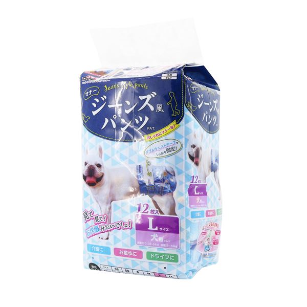 （まとめ）ジーンズ風パンツ L 12枚 （ペット用品）(×8セット)