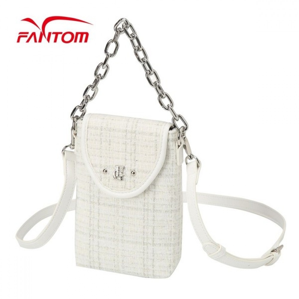 (Phantom) 女性用ツイードチェーン飾り付きミニクロスボディバッグハンドバッグ