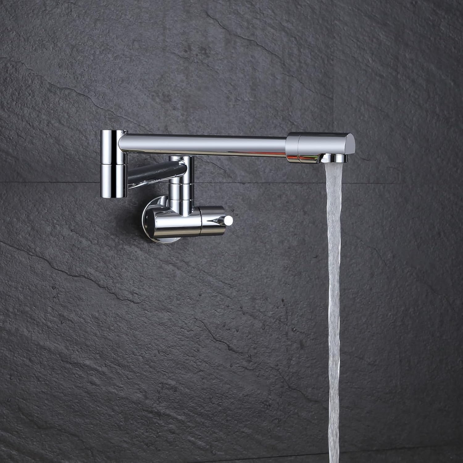 AZOS 壁内蛇口洗面器用蛇口壁掛け浴室用蛇口浴室用洗面器シングル冷水蛇口真鍮クロムメッキシングルハンドル蛇口(壁掛け任意の角度で回転可能)