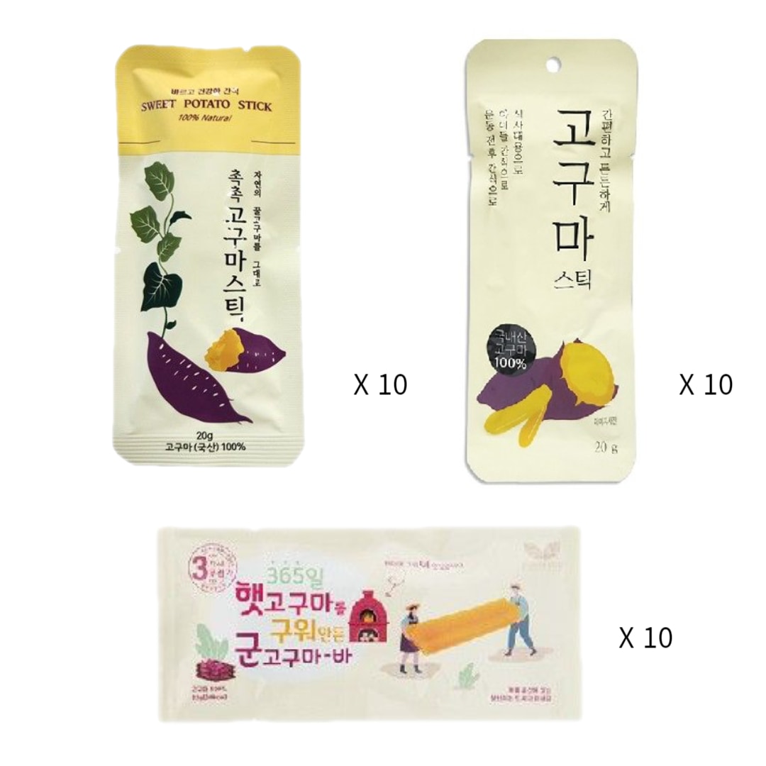 韓国干し芋/ 芋けんぴ 3種10個ずつ計30包/ サツマイモ干し_韓国 お菓子