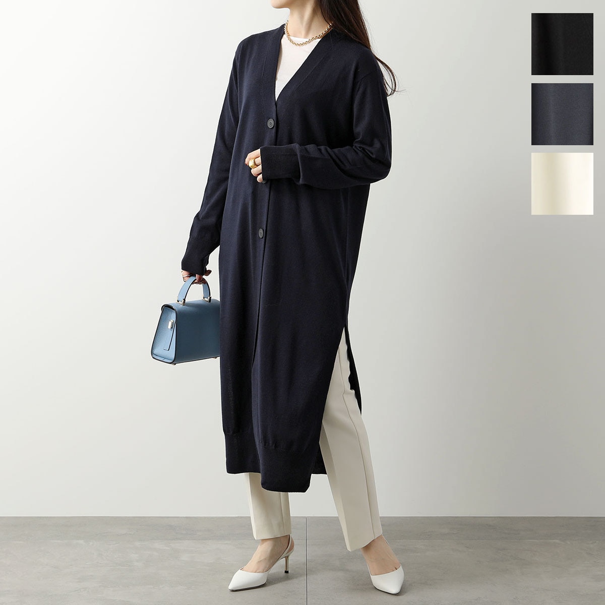 JOHN SMEDLEY ジョンスメドレー カーディガン ALBIN レディース ロング丈 メリノウール 長袖 Vネック ニット サイドスリット カラー4色