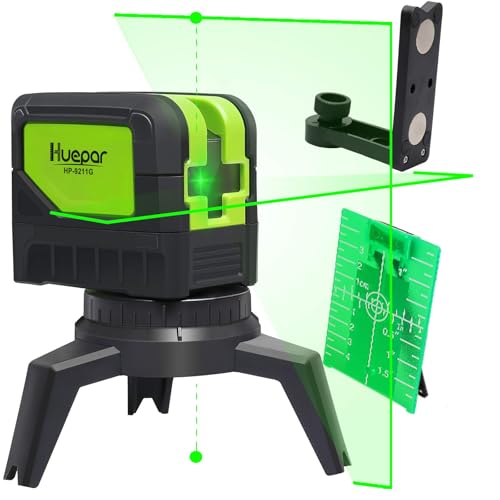 Huepar 2ライン グリーン レーザー墨出し器 2ポイント 緑色 クロスラインレーザー 自動水平