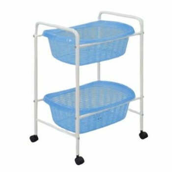 高田ベッド製作所 2段用脱衣カゴ（ブルー） キャスター付き TB-73-05
