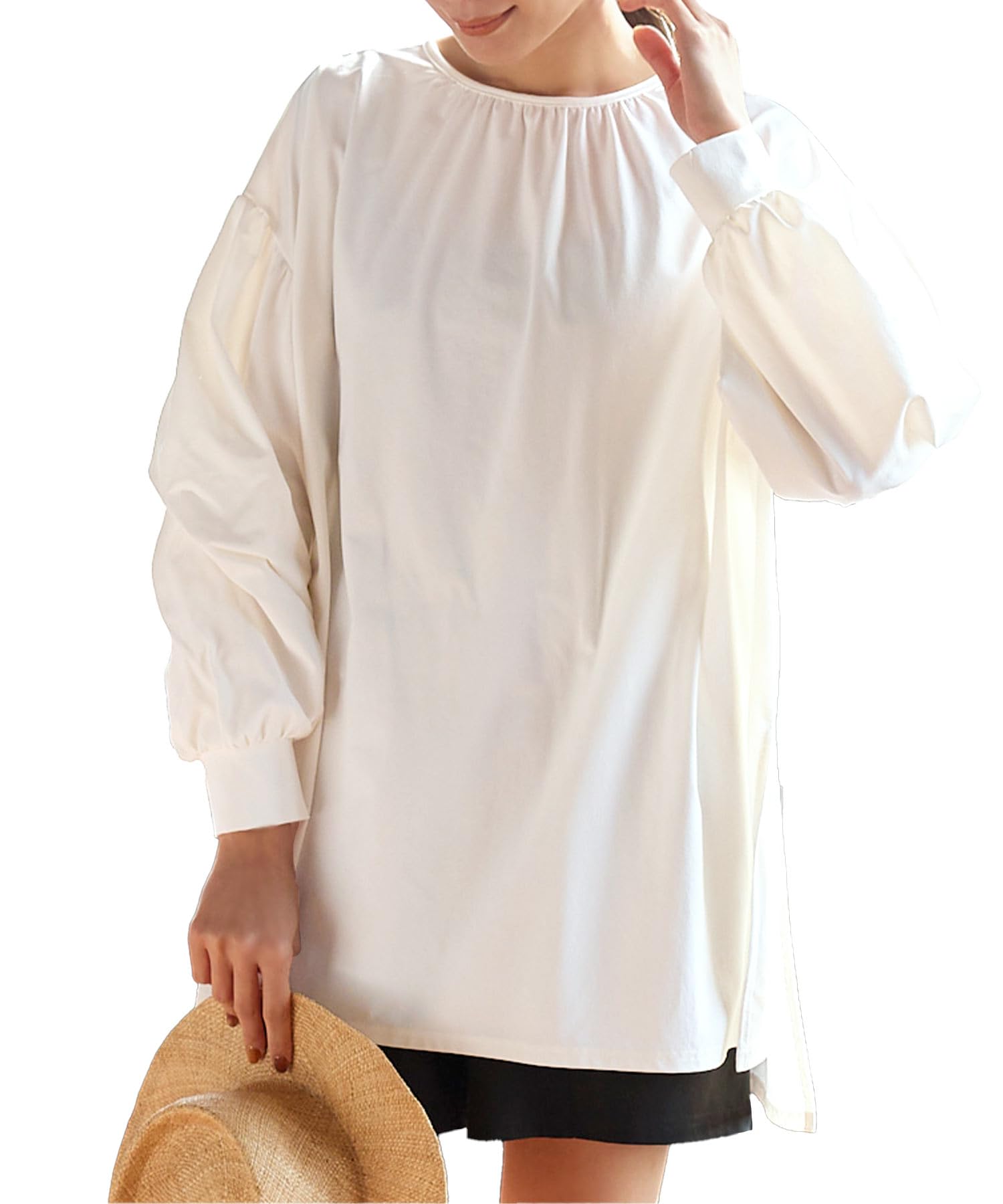 [神戸レタス] [ ラッシュガード ] ウエストストリングオーバーブラウス [S193] フリー エクリュ