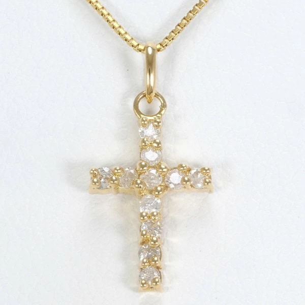 K18 18金 YG イエローゴールド ネックレス ダイヤ 0.22 約37cm ジュエリー 中古