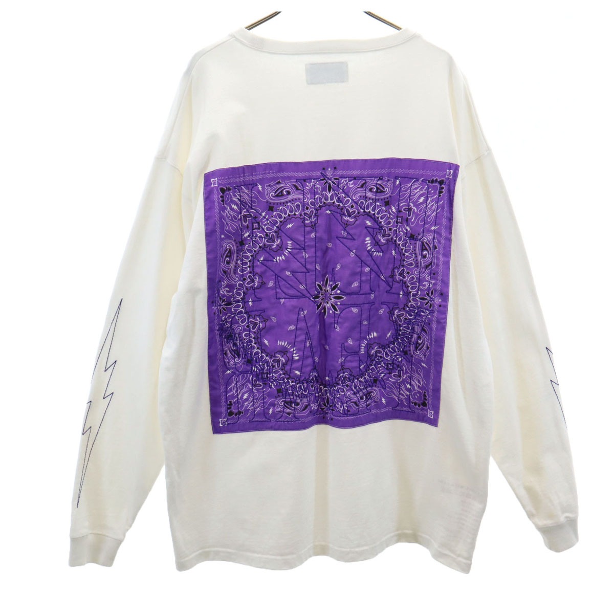 TAIN DOUBLEPUSH タインダブルプッシュ バック バンダナ 長袖 Tシャツ L ホワイト ロンT メンズ 古着 7,528円