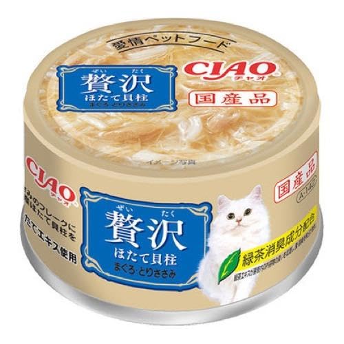 チャオ 贅沢 ほたて貝柱 まぐろ・とりささみ 80g×24缶