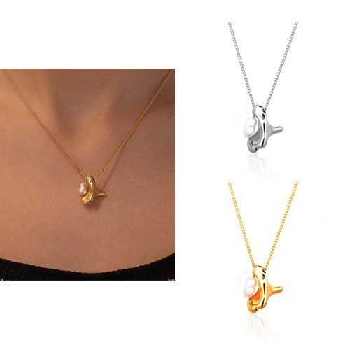 フレッシュウォーターパールレイヤードメルティングペンダントネックレス/人気ジュエリー 韓国人気ファッション かわいいアクセサリー