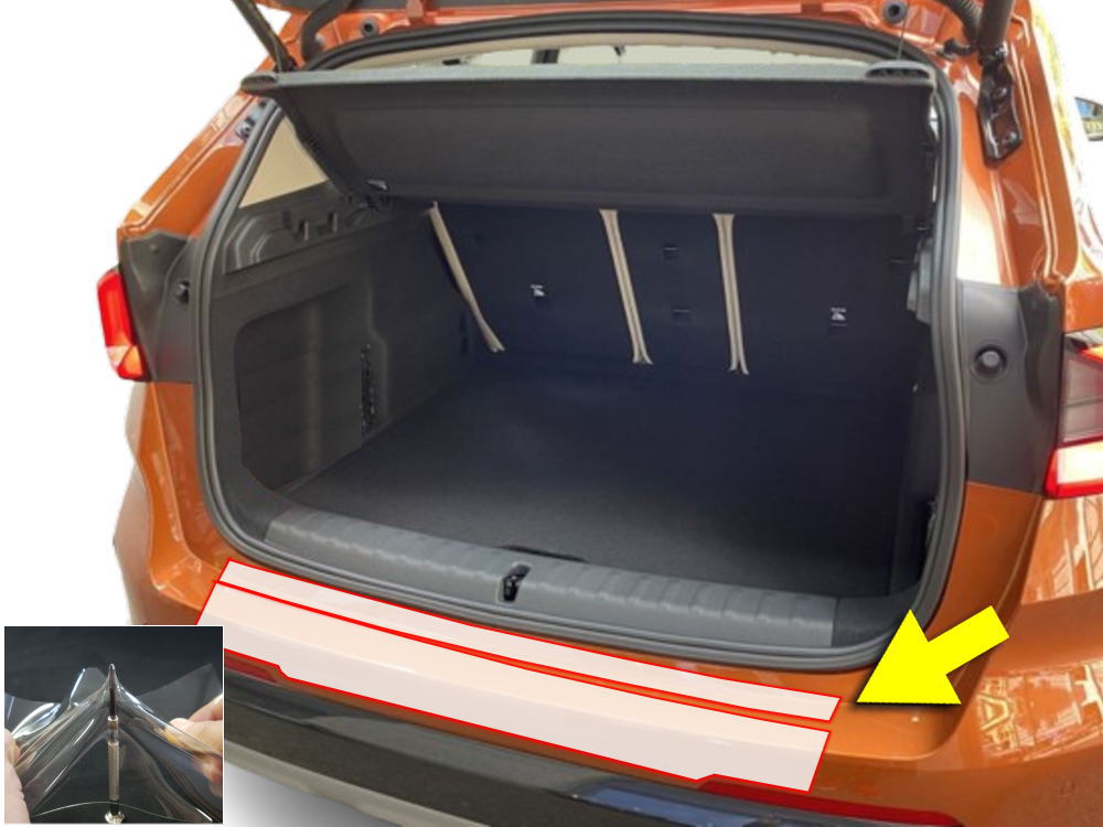 リアステップガード (BMW X1 U11) 車種専用 カット済み 傷防止フィルム プロテクションフィルム 車種専用カット済み リアステップ 保護フィルム キズ防止 保護 クリア 透明 52EE20