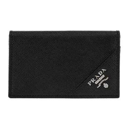 PRADA 2MC122-S-ME-NER プラダ 名刺入 型押レザー ブラック/シルバー
