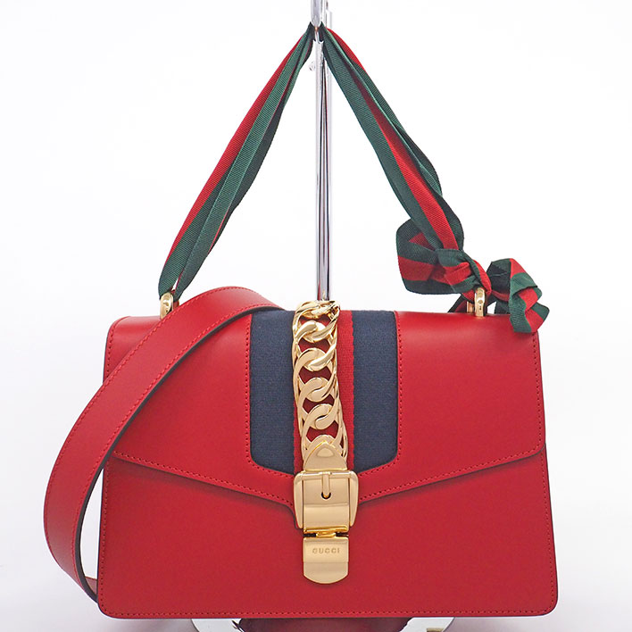 【美品】グッチ ハンドバッグ シルヴィ シェリー スモールバッグ 2WAY ウェブ レディース 【ショルダーバッグ】