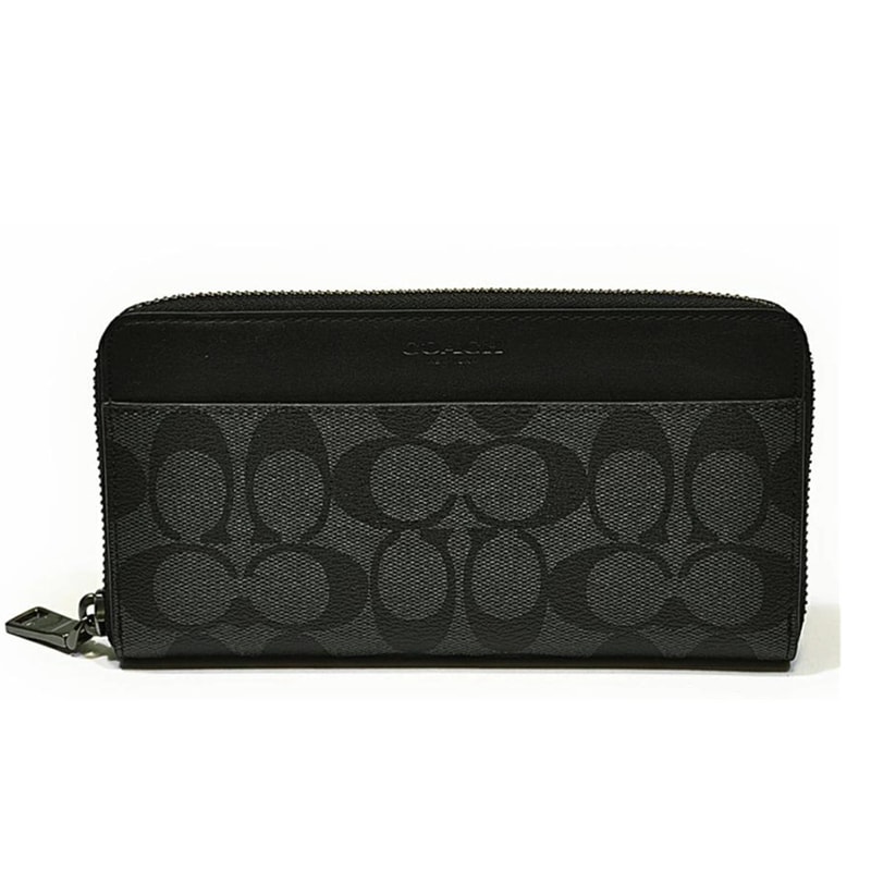 【20%再値下げショップクーポン発行中!】 即納 財布 長財布 F58112 ラウンドファスナー シグネチャー メンズ レディース CQ/BK チャコール/ブラック