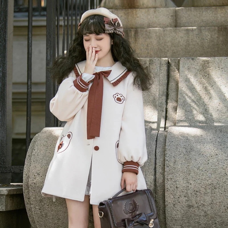 ベアリングパラダイス ロリータ ウールコート レディース 秋冬 レトロ カレッジスタイル Jk ジャケット 万能