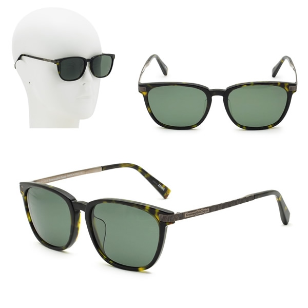 サングラス EZ0039-F/S 52R 55 Ermenegildo Zegna ハバナ ブロンズ グリーン アジアンフィット UVカット 偏光レンズ