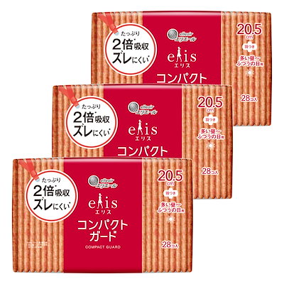 他サイト： エリス コンパクトガード 羽つき 20.5cm(多い昼~ふつうの日用)84枚(28枚×3パック)【まとめ買い】の商品画像