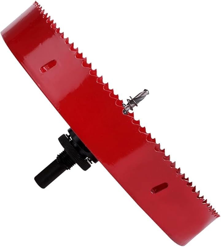 ホールソー バイメタル 穴あけ ドリルビット 切削 工具 DIY 鉄 アルミ 石膏ボード プラスチック 木材などに対応(レッド, 220mm)