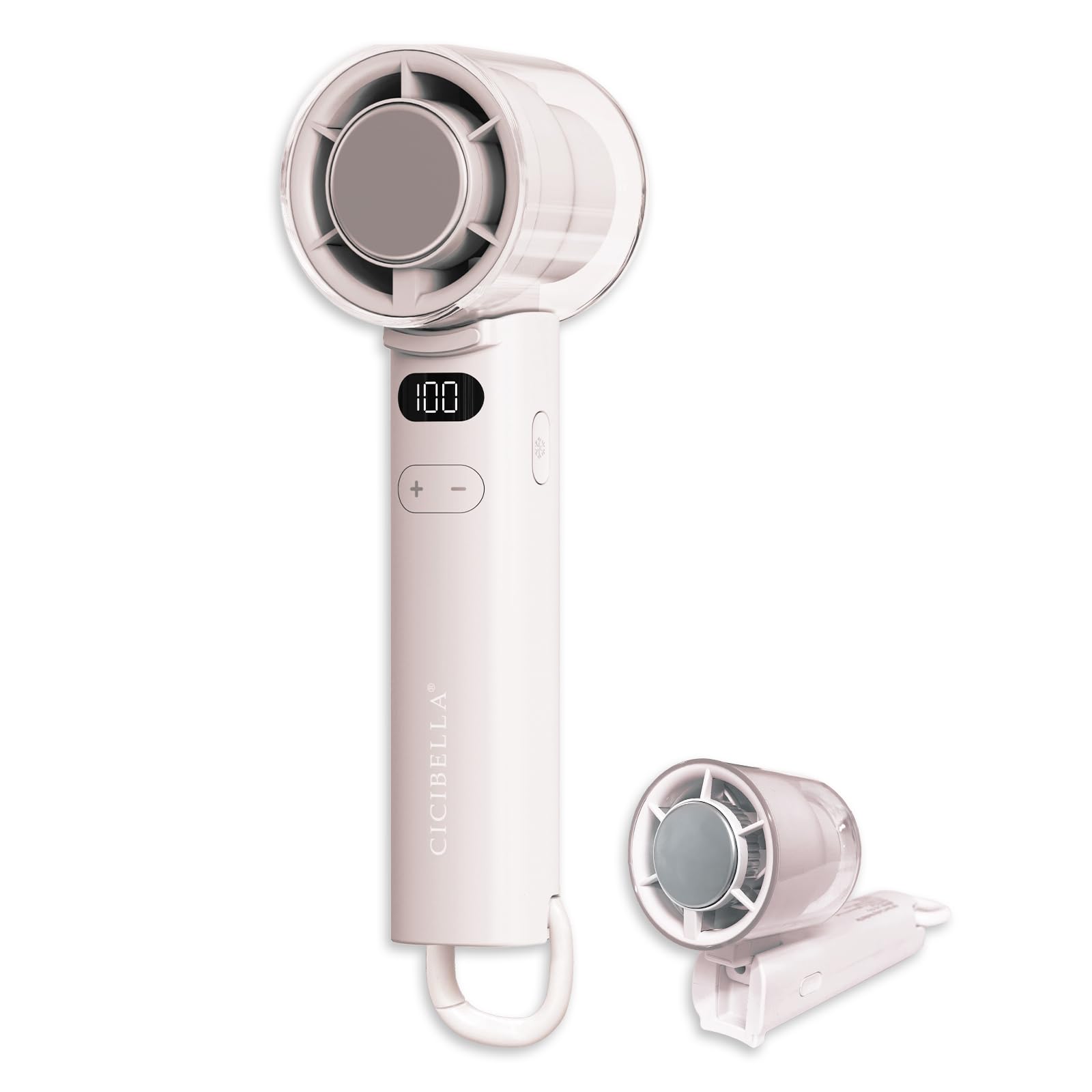 【2025夏新型デザイン】シシベラ ハンディファン 卓上扇風機 静音 高速冷却プレート 扇風機小型 折りたたみ式 5段階風力調節 おしゃれ カラビナ付 アウトドア キャンプ cicibella 扇風機