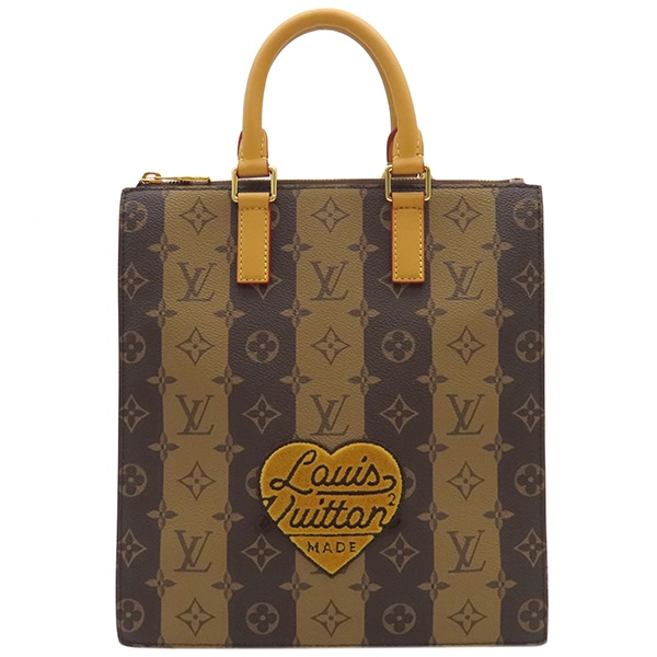 ルイヴィトン LOUIS VUITTON 2WAYバッグ サックプラ メッセンジャー モノグラム ストライプ キャンバス モノグラムストライプ ゴールド金具 茶 LVスクエアード ハンドバッグ NIG