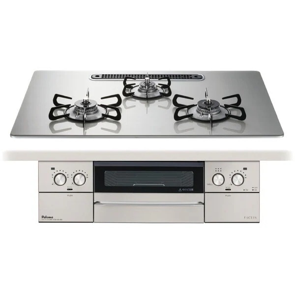 ビルトインガスコンロ 都市ガス用 3口 左右強火タイプ 幅75cm PD-893WS-U75GH-13A シャインシルバー FACEIS GRAND (フェイシス グランド)