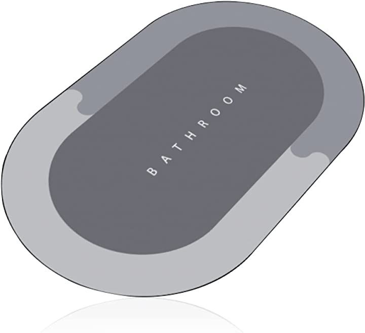 珪藻土バスマット 浴室マット 人気 足乾バスマット 吸水性 速乾 薄型 足ふきマット 清潔(オーバルタイプLサイズ)