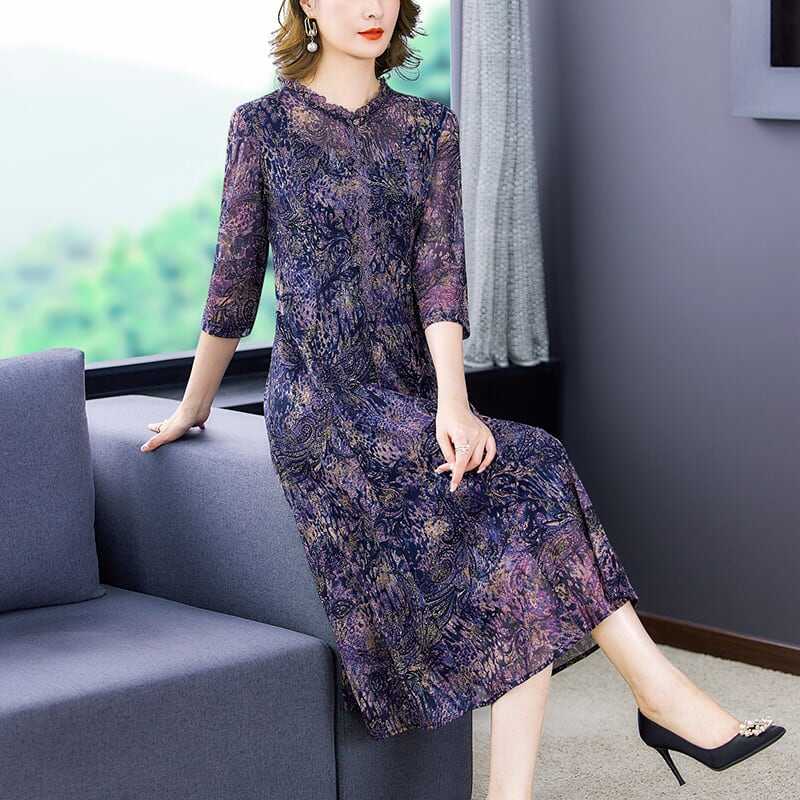 ワンピース 上着 人気 おすすめ おしゃれ お洒落 激安 安い プチプラ 長袖 ロング シースルー ラウンドネック 丸首 ふんわり Aライン 膝丈 柄 花柄 可愛い かわいい 韓国 きれいめ