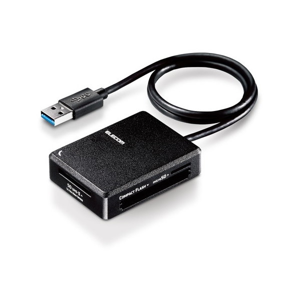 MR3-C402BK ブラック カードリーダー USB3.0 超高速 (SD+microSD+MS+CF対応) ケーブル50cm付 USB-A メーカー直送
