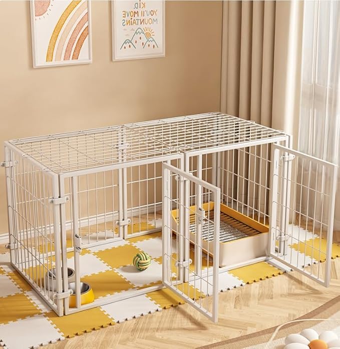 ペットフェンス 中型犬 小型犬用 折りたたみ可能 ドア付き 60×60×120cm ホワイト 金属製 6パネル 連結可能 室内外兼用 組立簡単 犬ゲージ ドッグサークル