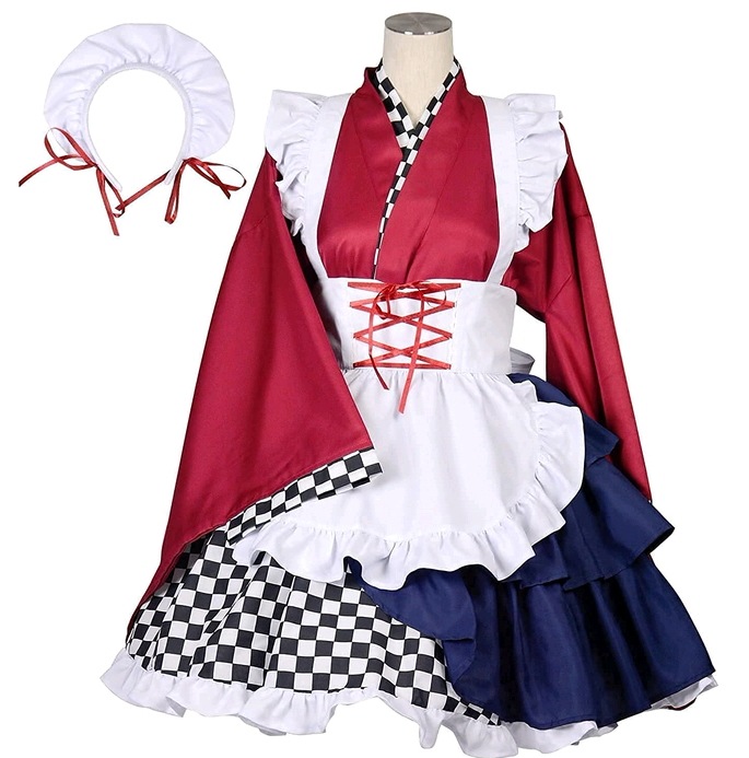 大正浪漫 和風 メイド服 コスチューム 衣装 レディースサイズ サイズ レッド