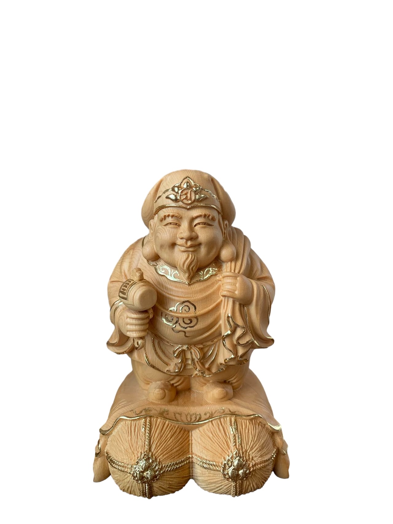 仏像 大黒天像 大黒天像 七福神 商売繁盛 福徳開運 檜木 金箔 木彫 仏具 (約)高14cm×幅9cm×奥行8cm