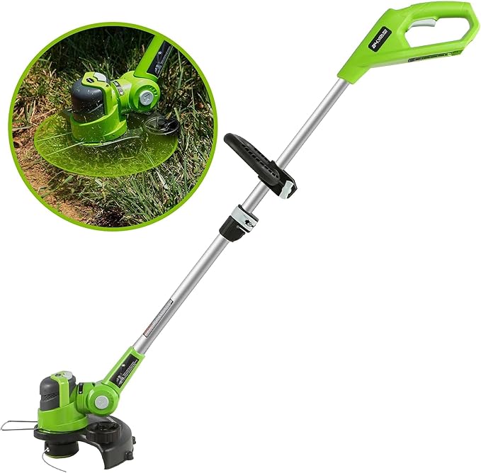 グリーンワークス) 充電式草刈り機 芝刈り機 刈払機 グリーン 刈込幅30cm 24V [本体のみ(バッテリー充電器別売り)] ヘッド角度調節ができる低騒音電動ナイロンカッター 【日本正規輸入品】 S 9,353円