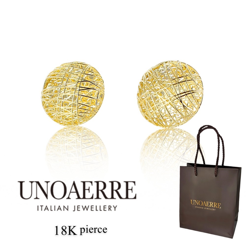 正規品 UNOAERRE ウノアエレ ショッパー付き ピアス K18 レディース イエローゴールド ドーム スタッドピアス 大人アクセサリー プレゼント 女性 両耳ピアス おしゃれ イタリア製 18金