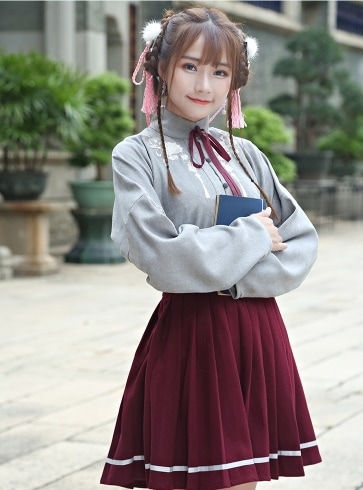 花柄ブラウス+プリーツスカート　0677